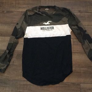Camo, black, and white hollister shirt